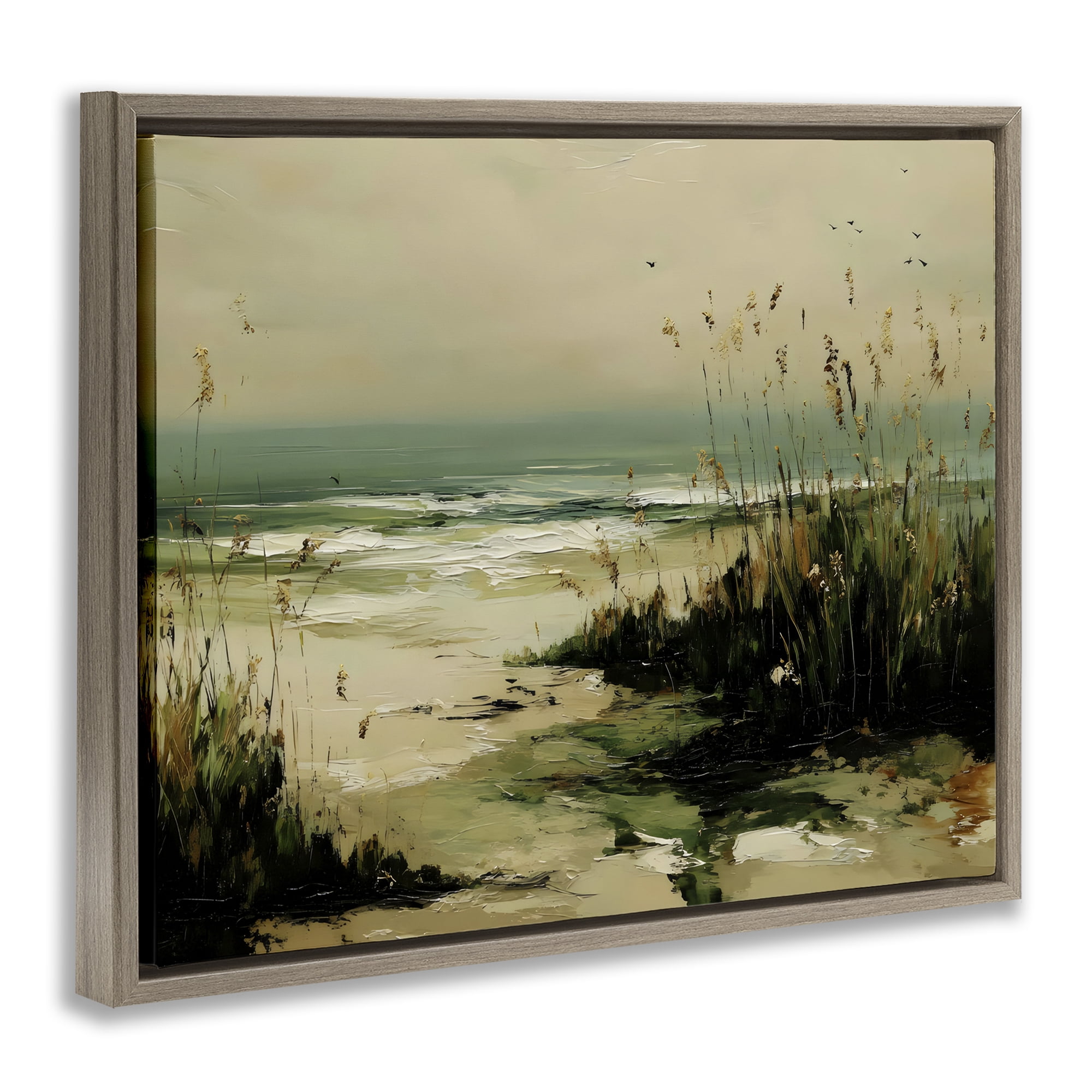 Stupell Industries Sea Oats on the Beach Brown Framed Floater Canvas Wall Art, design by Franklyn Gregory