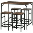 thumbnail image 3 of Homcom 5-Piece Industrial Dining Room Table Set with 4 Chairs, Space Saving, Black/Brown, 3 of 10