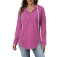 thumbnail image 5 of YHAJDS Womens Long Sleeve Tops Striped Hooded Button Drawstring Casual Spring Summer Top, 5 of 5