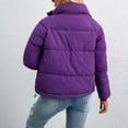 thumbnail image 5 of Baqcunre Womens Winter Coats Women's Autumn And Leisure Long Sleeve Standing Neck Short Solid Color Slim Fit Solid Color Breadwear Cotton Coat Puffer Jacket Womens Womens Fall Fashion 2023 Purple XXL, 5 of 8