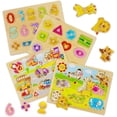 thumbnail image 1 of Puzles de madera para niños pequeños HUOGUO para niños de 2 a 4 años con perilla, 1 of 5