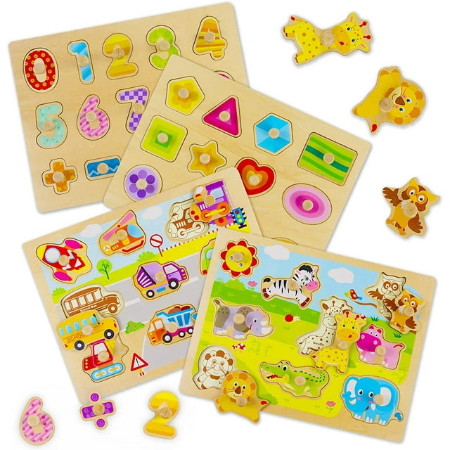 Puzles de madera para niños pequeños HUOGUO Puzzles para niños de 2 a 4 años