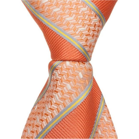 Matching Tie Guy 2582 O2 - 11 in. Zipper Necktie - Orange With Stripes- 24 Month to 4T