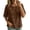 ZA-Brown tops women, variant on Womens Elbow Sleeve Tops Crew Neck Asymmetrical Button Front Loose Fit Solid Color Casual Blouses for Daily Work Wear