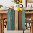 thumbnail image 5 of Burlap Table Runner 48 Inches Long, Wood Planks in Teal Brown Non-Slip Kitchen Table Runners for Dining Room Everyday Use Party Table Decorations Rustic Farmhouse Background, 5 of 9