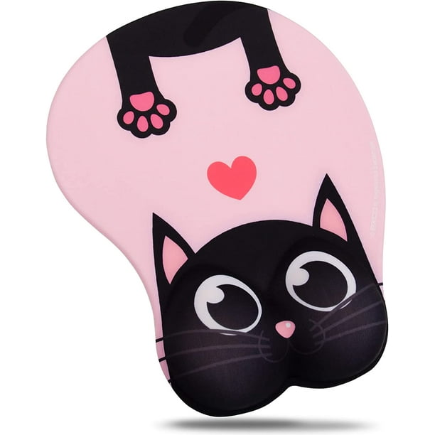 Cute Ergonomic Mouse Pad Wrist Support,[ 20% Larger] Wrist Rest Non-Slip  Gel Anime Kawaii Mouse Pads, Silicon Wrist Pad,with  Coaster,Easy-Typing,Pain