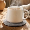 thumbnail image 4 of Woven Coasters For Drinks 7.1 Inch 5 Pack Khaki Round Heat Resistant Cup Mats With Storage Basket For Home Kitchen Tabletop Protection, 4 of 7