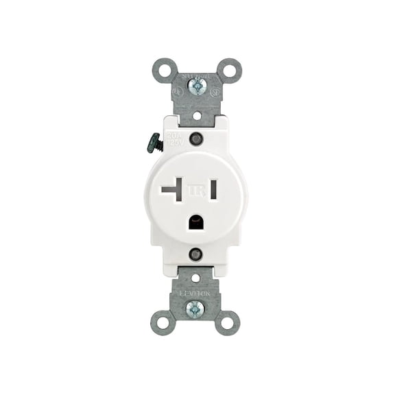 Leviton R52-T5020-0WS 20 Amp White Single Power Tamper Resistant Outlet