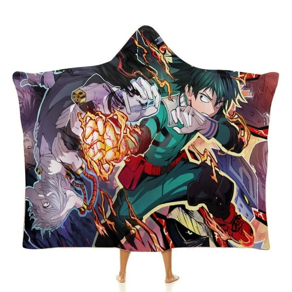 My Hero Academia Wearable Blanket Cloak Arctic Velvet Hooded Blanket Soft Fuzzy Hoodie Blanket Cape for Adults Kids 40"x50"