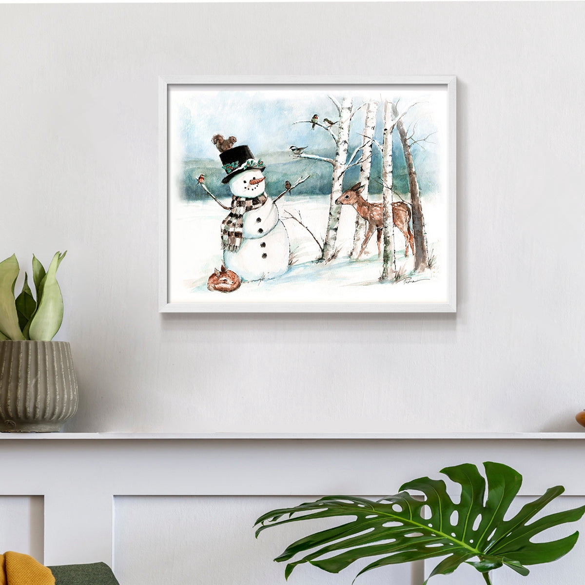 Snow Friends by Ruane Manning - Restickable Framed Giclée Print