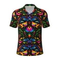 thumbnail image 2 of Daiia Mexican Flower Traditional1 Pattern Men’s Polo Shirts,Solid Deck Shirt,Classic Fit, Breathable Cotton Polo for Casual and Sport Wear-, 2 of 9