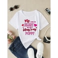 thumbnail image 1 of Adorable "My Heart Belongs to My Poppy" Girls' Black T-Shirt - Soft Cotton, Short Sleeve, Round Neck Summer Tee with Pink Hearts Design, Girls Tshirts, 1 of 6