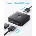 thumbnail image 2 of SHIQI-HDMI Switch, 4K@60Hz Bi-Directional HDMI Switcher, 2 in 1 Out with Smooth Finish, Supports HDR, 3D, Dolby, Compatible with Laptops, PC, Xbox Series, PS5 / PS4, Projector, and More, 2 of 4