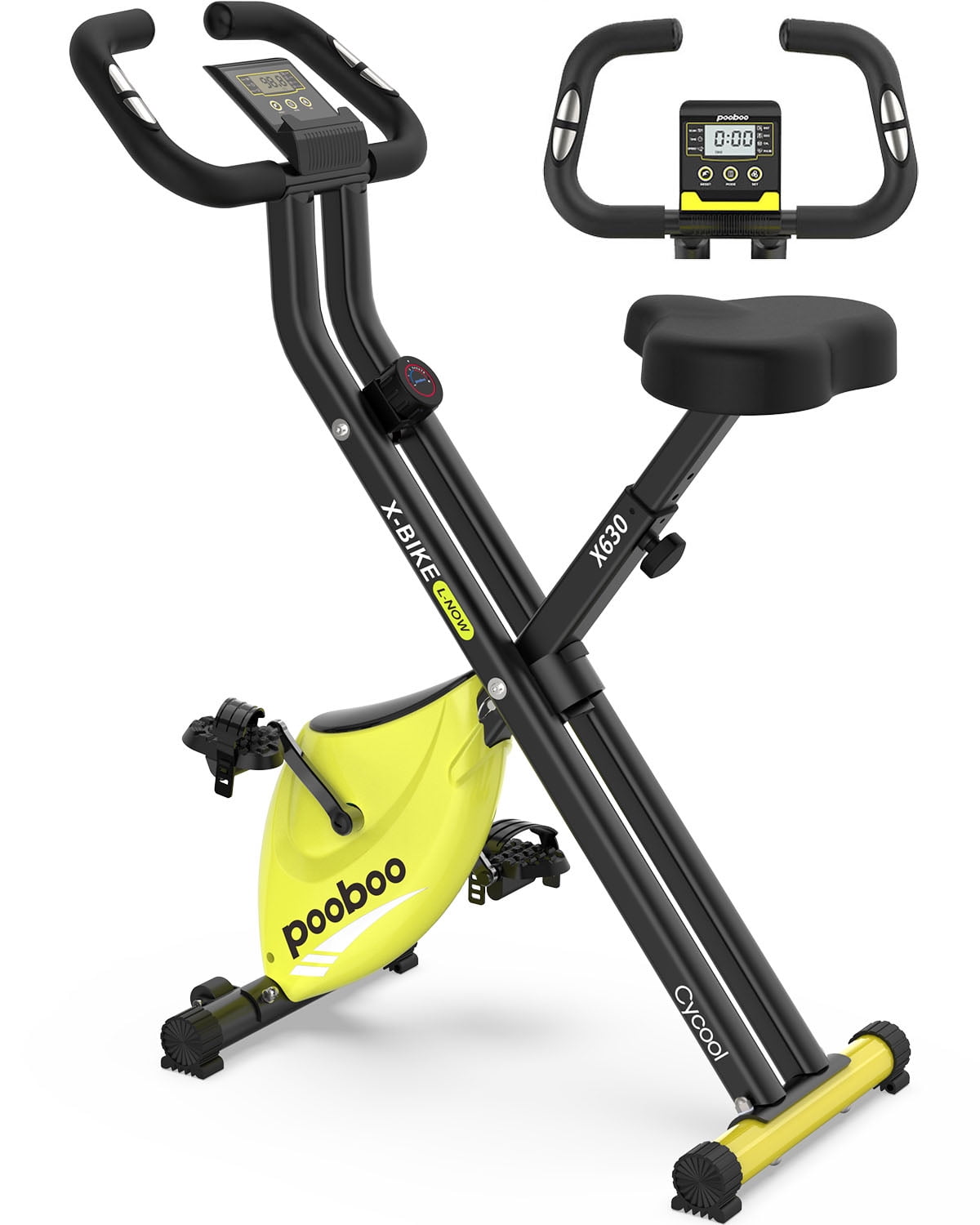 Pooboo Folding Exercise Bike Indoor Cycling Bikes Upright