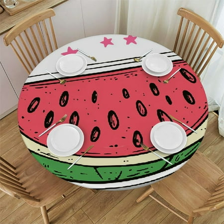 

Autua Watermelon Sticker Round Tablecloth with Elastic Edge for Home Kitchen Parties Holiday Dinner - Stain-Resistant and Washable - Ideal for Indoor Outdoor Use 31 -35