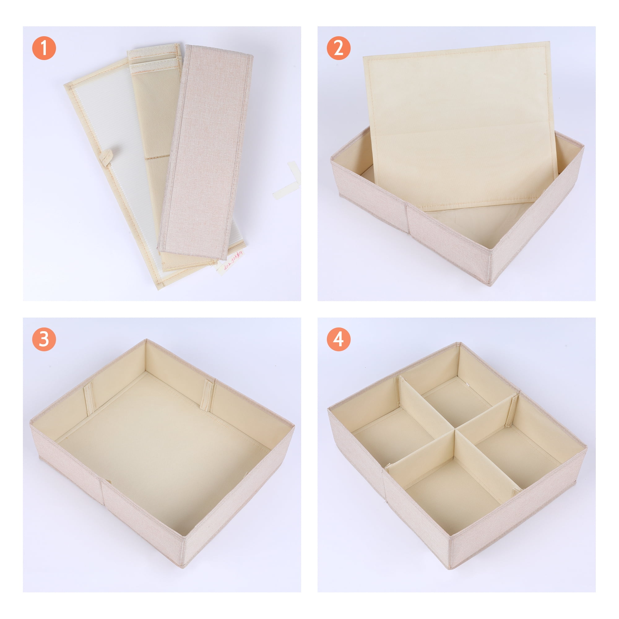 Unique Bargains Fabric Collapsible Storage Bin for Closet Organizers Beige 14"x12"x3.9"