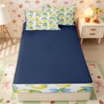 thumbnail image 4 of Erosebridal Fresh Lemon Bow Print Zipper Twin Comforter Sets with Fitted Sheet and 2 Pillowcases,Light Blue Ribbon Green Leaf Accent Zipper Bedding Set,Yellow White,4-Piece,Navy Blue Reversible, 4 of 6