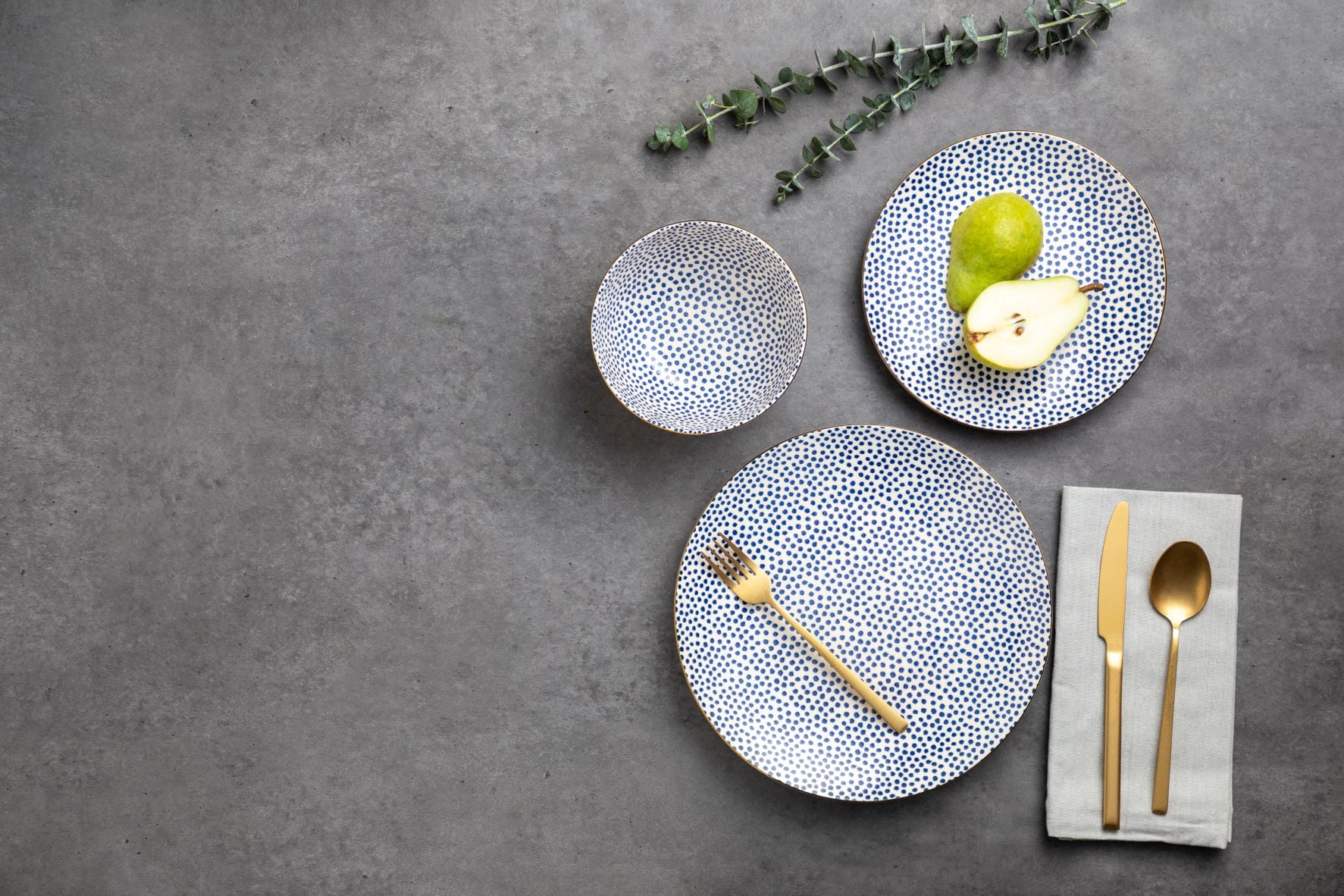 Thyme & Table Blue Dot Stoneware Round Salad Plate
