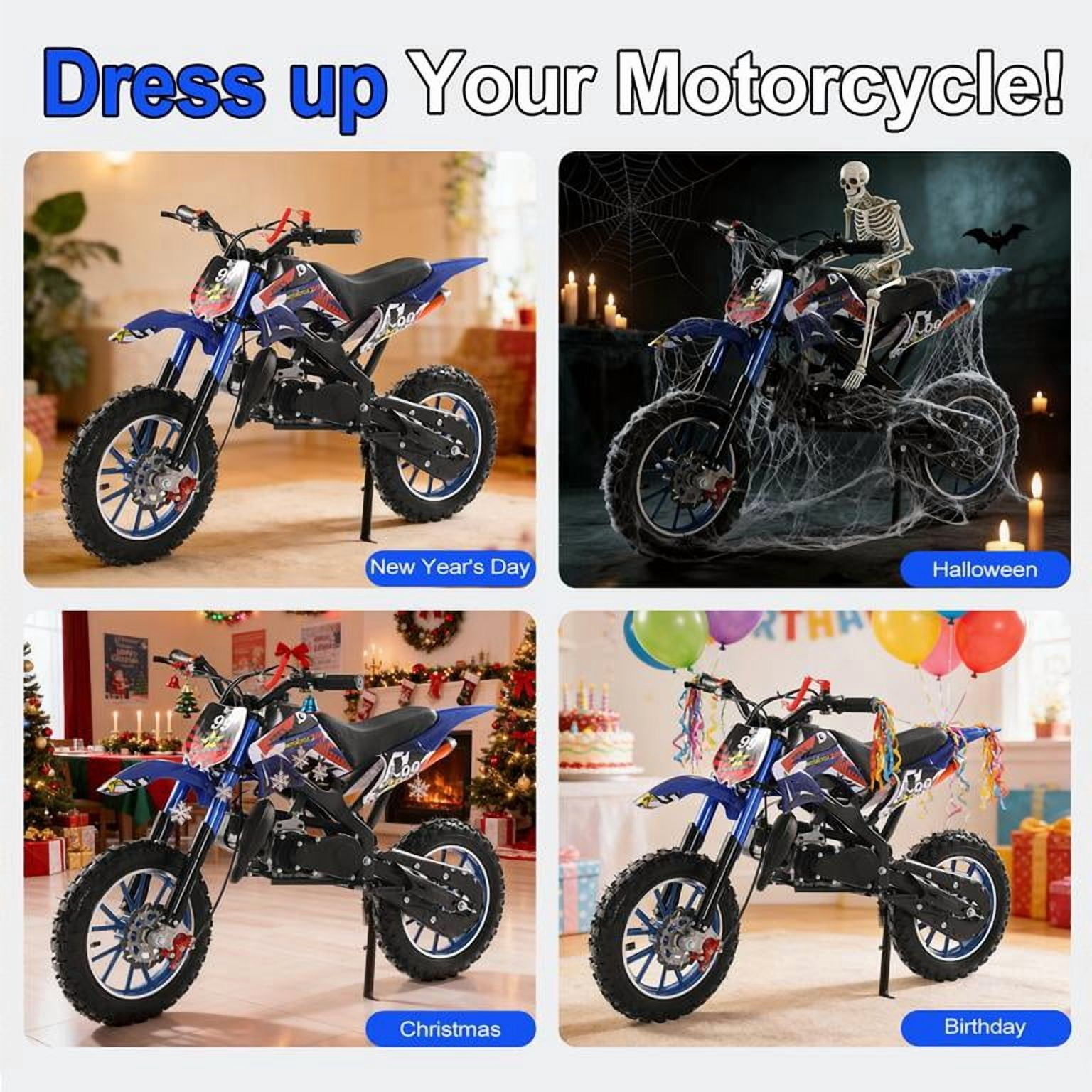 Korogimeeet Gas Powered Blue Mini Dirt Bike 49cc 2-Stroke, Hand-Pull Start, Inverted Hydraulic Suspension, 10 Inch Tires, 40KM/H Max Speed, 30 Min Range, 150kg, 47 x 30 Inch