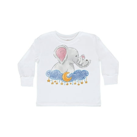

Inktastic Cute Elephant Family on Cloud with Moon and Stars Gift Toddler Boy or Toddler Girl Long Sleeve T-Shirt