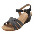 thumbnail image 1 of Sandales à Talon Compensé d'Été pour Femmes, Mode Décontractée, Boucle à un Mot, Talon Épais, 1 of 8