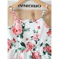 thumbnail image 5 of Mikrdoo Kids Girls Jumpsuits 100% Polyester Straps Summer 8Y,9Y,10Y,11-12Y Floral Print Round Neckline Bell-bottoms Trousers Jumpsuit Overall 9 Years White, 5 of 7
