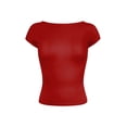 thumbnail image 3 of PULLIMORE Women Sexy Backless Short Sleeve Top Slim Fit Crewneck T-Shirt Summer Casual Crop Tee (Red,S), 3 of 7