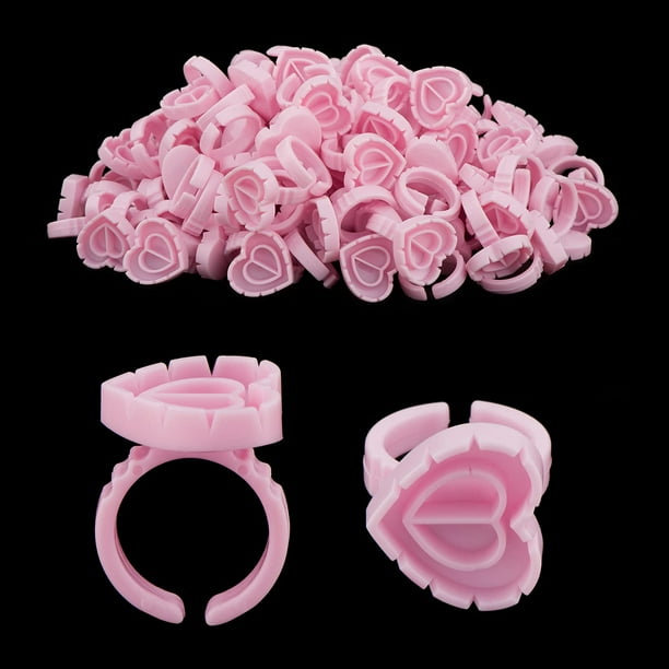 Anillos adhesivos Beauty Junko Heart Supplies para extensiones de pestañas, 100 unidades
