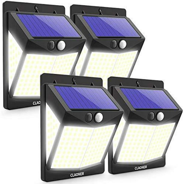 Lampes solaires à détecteur de mouvement pour l'extérieur [140 LED/3  modes], lampes de sécurité à énergie solaire CLAONER (permanente toute la  nuit/contrôle intelligent de la luminosité) avec wi 
