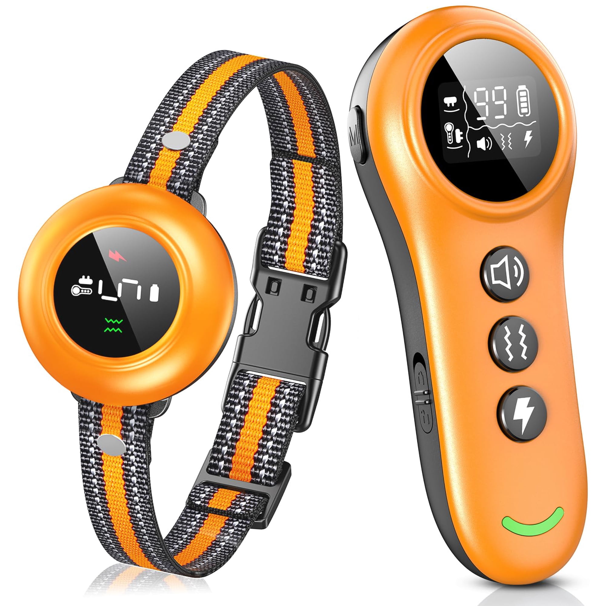 2-in-1 Dog Shock Collar & Bark - Smart Anti Barking With 5 Adjustable Sensitivity 3300ft Remote For All Breeds Ip67 Waterproof Rechargeable E-collar (orange)