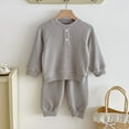 thumbnail image 4 of Tiijoy Toddler Boys Outfits Solid Casual Ribbed Sweatshirt and Pants Set, Sizes 3-4, 4 of 8