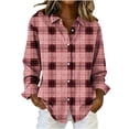 thumbnail image 2 of Dressy Plaid Button Down Shirts for Women Casual Long Sleeve Lapel Blouse Oversized Fall Winter Shirt Jackets, 2 of 3