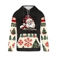 thumbnail image 3 of Sudadera con capucha para hombre, informal, con cordón, estampado navideño, deportiva, blusa de poliéster, 3 of 4