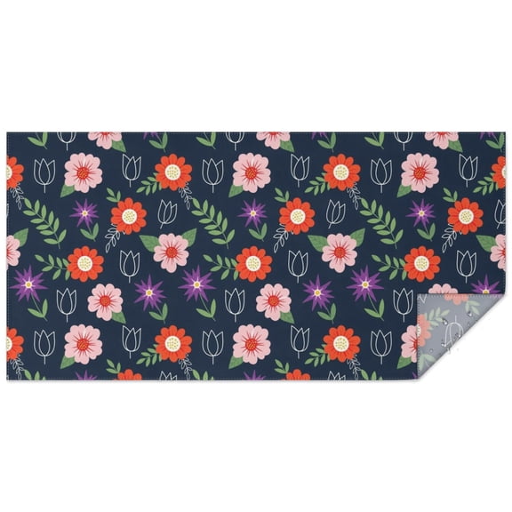 Pioneer Flower Floral Print Pattern Rectangle Tablecloth 60"x120", Waterproof Polyester Table Cloth, Wipeable Spillproof for Dining Camping Indoor Outdoor