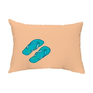 Simply Daisy, 14" x 20" Flip Flops Coral Decorative Coastal Outdoor Throw Pillow