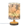 thumbnail image 2 of Blue with Flowers Bedside Table Lamp LED Warm Lights with USB Charging Port Retro Cylinder Desk Lamps, 2 of 7