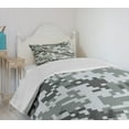 thumbnail image 4 of Ambesonne Camo Quilted Bedspread Set 2 Pcs, Pixel Effect Digital Grey, Twin Size, Grey Pale Grey Grey, 4 of 6