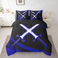 thumbnail image 2 of Homewish Neon Blue Lightsaber Bedding Comforter Set 7 Pieces, Futuristic Stripes Full Bedding Set, Teens Kids Boys Girls Reversible Fitted Sheet Flat Sheet, Super Cozy Room Decor, 2 of 7