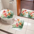 thumbnail image 5 of Spring Floral Bathroom Rugs Set Watercolor Vintage Red Yellow Flower Green Leaf Non Slip Absorbent Soft Bath Mats 3 Piece Set with Bathroom Rug, U-Shaped Floor Mat, Toilet Seat Cover Large Size, 5 of 9