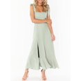 thumbnail image 3 of Women's Elegant Bridesmaid Dresses Square Neck Ruffle Split Midi Formal Dress for Wedding Guest Cocktail Party, 3 of 5