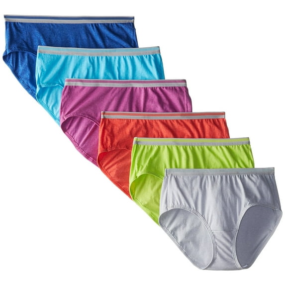 Fruit of the Loom Women's 6 Pack Heather Low-Rise Brief Panties, Assorted, 6