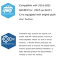 thumbnail image 3 of Sports Red Engine Start/Stop Push Start Button Decoration Cover & Surrounding Ring, For Honda 2016-21 Gen10 Civic, 2022-up Gen11 Civic Equipped with Engine Push Start Button, 3 of 9