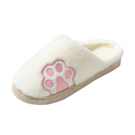 

Slippers for Women Women Slippers Autumn And Winter Indoor Fashion Comfortable Cute Cartoon Flat Warm Non Slip Womens Slippers Cotton White 39