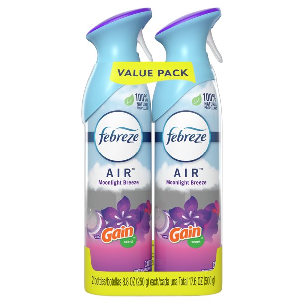 Febreze OdorEliminating Air Freshener, with Gain Scent, Moonlight Breeze, Pack of 2, 8.8 fl oz