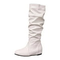 thumbnail image 3 of Xiaoxatg Women's Mid-Calf Boots Comfortable Heel On Platform Booties with Round Toe Non- Sole Casual Winter Footwear 6 White, 3 of 9