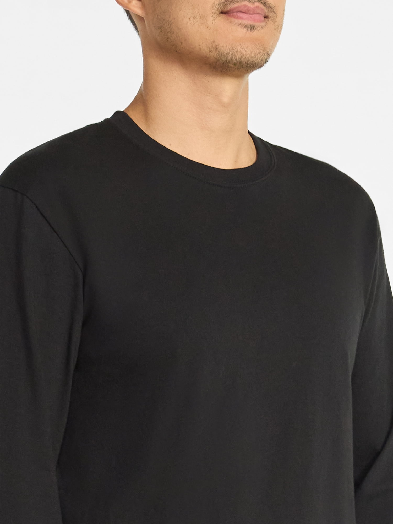 Athletic Works Men's and Big Men's Cotton Tee with Long Sleeves, Sizes S-3XL