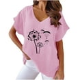 thumbnail image 2 of YHAJDS Women's Tops Short Sleeve Short Sleeve Shirts for Women V Neck Print Shirt Comfortable Casual Blouse Tee, 2 of 5