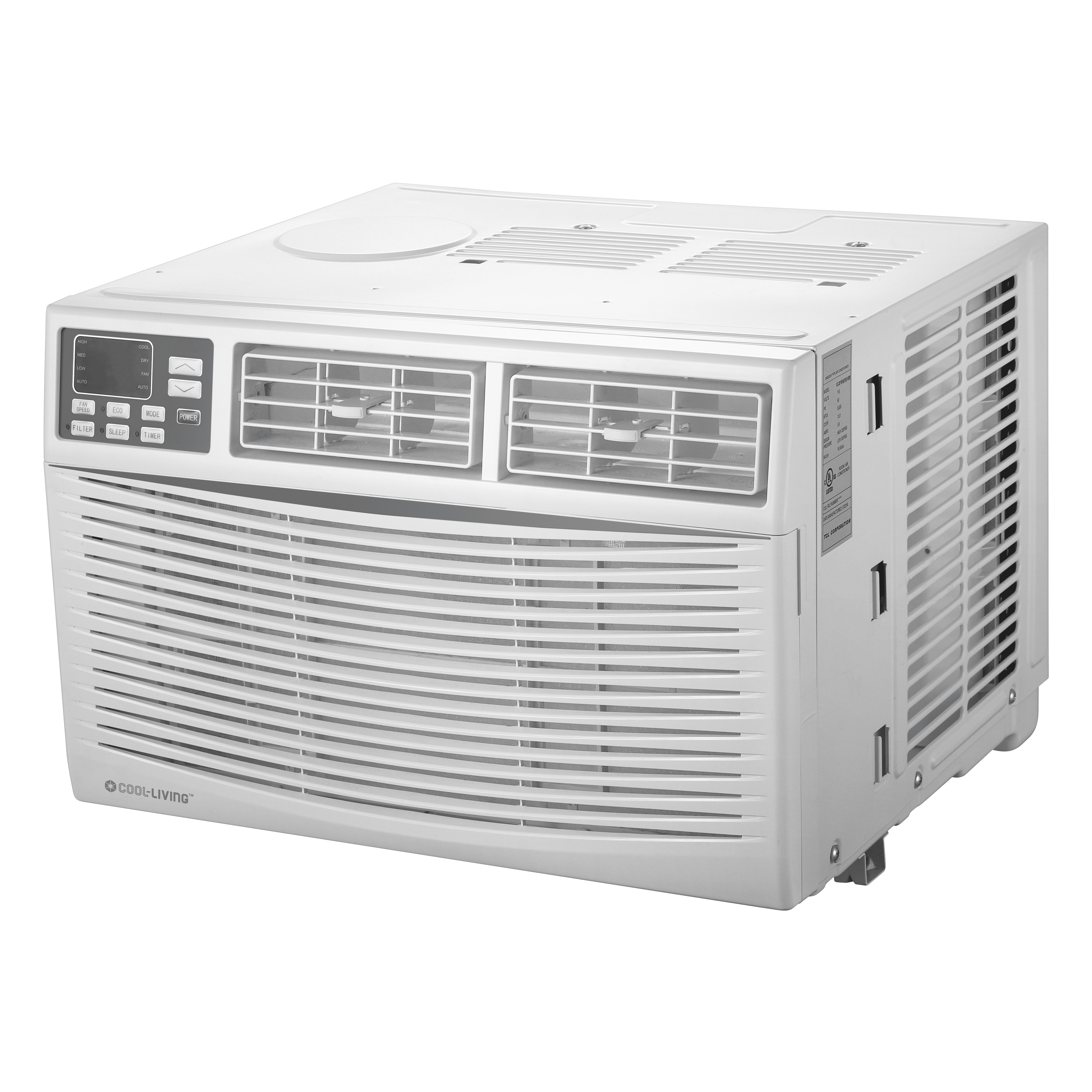 White Cool Living CL-CLYW-18C1A 6,000-BTU Window-Mounted Room Air Conditioner with Digital Display and Remote