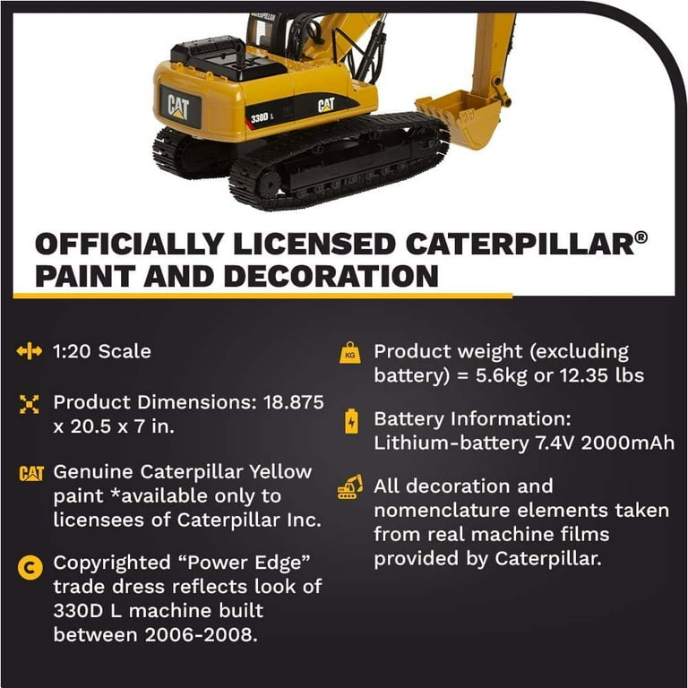 CAT 330D L Hydraulic Excavator 1:20スケール 1:20 Cat® 330D L Diecast RC — Diecast Masters America
