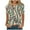 Khaki, variant on IROINNID Women's Fashion Short Sleeve Retro Comfy Round Neck Feather Printed Loose Tops Blouse Short Sleeve